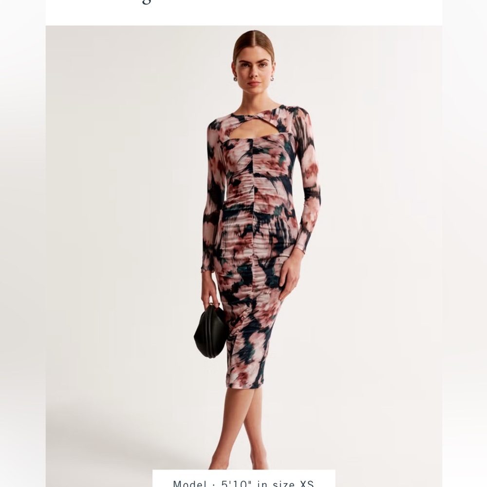 Abercrombie long sleeve ruched dress